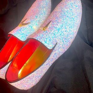 Baby blue and white dress shoes